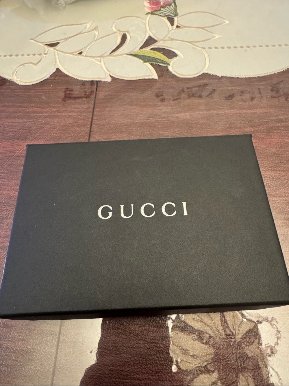 Gucci Black Leather-Look Accessory Box with White Logo